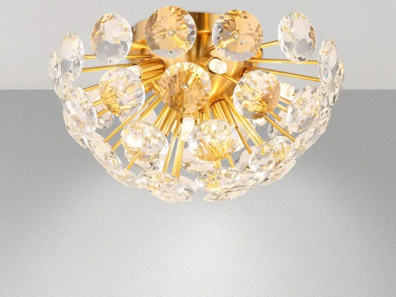 Elegante Deckenleuchte VIRINA in Gold mit K9 Kristallen, Ø 39cm