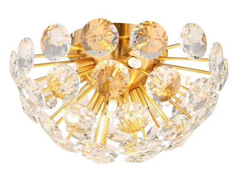 Elegante Deckenleuchte VIRINA in Gold mit K9 Kristallen, Ø 39cm