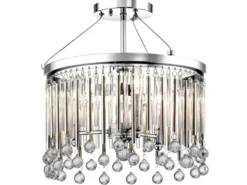 Elegante LED Deckenleuchte 3-flammig mit filigranem Kristall Glas Chrom, Ø 38cm