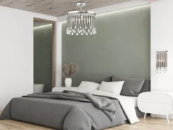 Elegante LED Deckenleuchte 3-flammig mit filigranem Kristall Glas Chrom, Ø 38cm