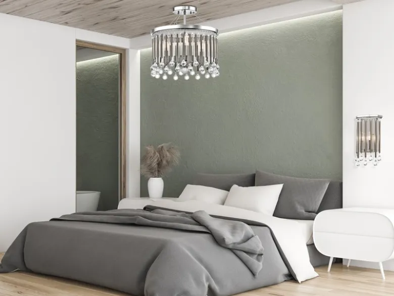 Elegante LED Deckenleuchte 3-flammig mit filigranem Kristall Glas Chrom, Ø 38cm