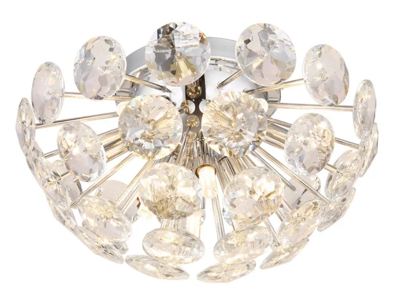 Elegante LED Deckenleuchte in Silber Chrom mit K9 Kristallen, Ø 39cm