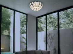 Elegante LED Deckenleuchte in Silber Chrom mit K9 Kristallen, Ø 39cm