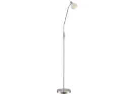 Elegante LED Stehleuchte ELLIOTT mit Flexarm, satinierter Glasschirm