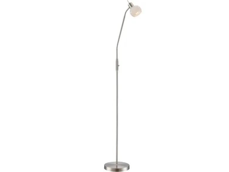Elegante LED Stehleuchte ELLIOTT mit Flexarm, satinierter Glasschirm