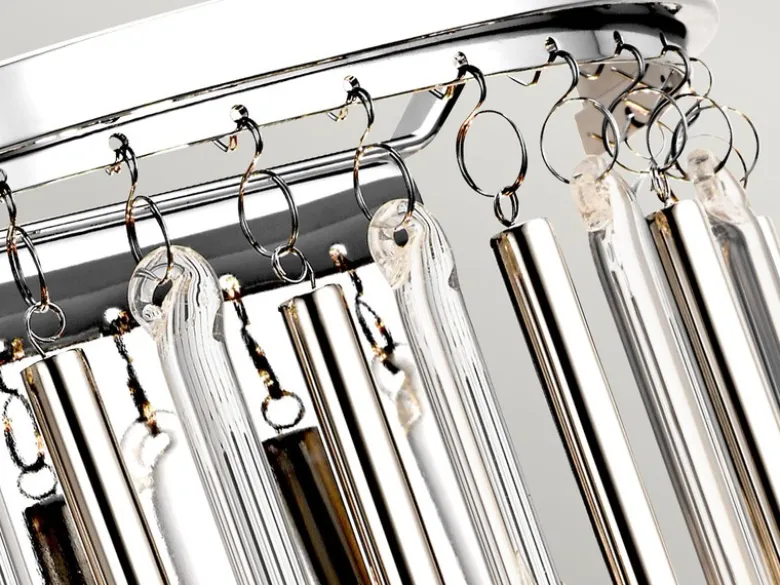Elegante Wandleuchte PIPER mit filigranem Kristallglas Chrom, Höhe 31cm