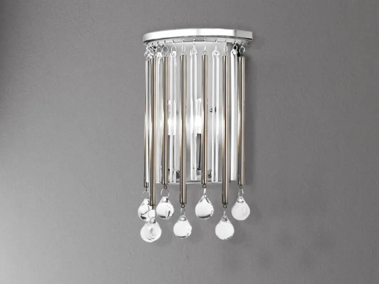 Elegante Wandleuchte PIPER mit filigranem Kristallglas Chrom, Höhe 31cm