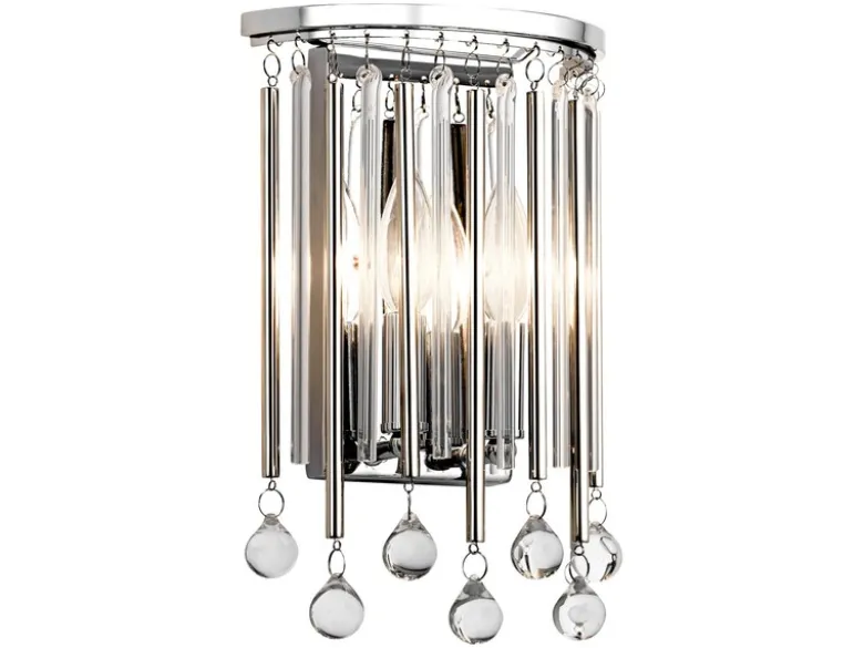 Elegante Wandleuchte PIPER mit filigranem Kristallglas Chrom, Höhe 31cm