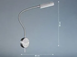 2er LED Wand Leselampen Silber mit Stecker, dimmbar per Gestik, Breite 8cm