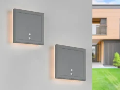 2er SET Akku Außenwandleuchten mit Bewegungsmelder USB aufladbar H: 14cm