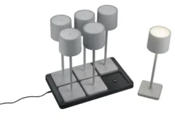 6er SET Akku LED Outdoor Tischleuchten FERNANDEZ Grau ohne Kabel, H: 38cm