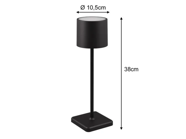 6er SET Akku LED Outdoor Tischleuchten FERNANDEZ Schwarz ohne Kabel, H: 38cm