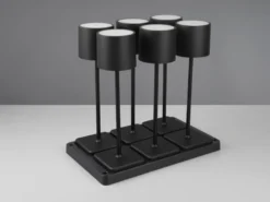 6er SET Akku LED Outdoor Tischleuchten FERNANDEZ Schwarz ohne Kabel, H: 38cm