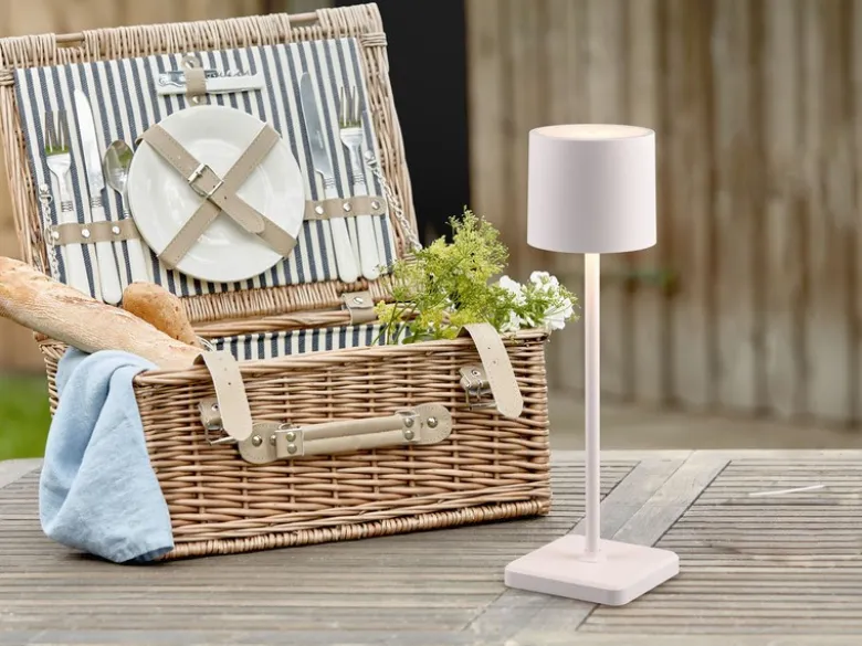 6er SET Akku LED Outdoor Tischleuchten FERNANDEZ Weiß ohne Kabel, H: 38cm
