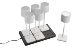 6er SET Akku LED Outdoor Tischleuchten FERNANDEZ Weiß ohne Kabel, H: 38cm