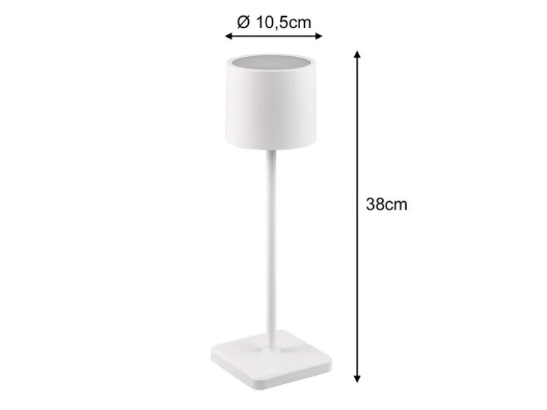 6er SET Akku LED Outdoor Tischleuchten FERNANDEZ Weiß ohne Kabel, H: 38cm