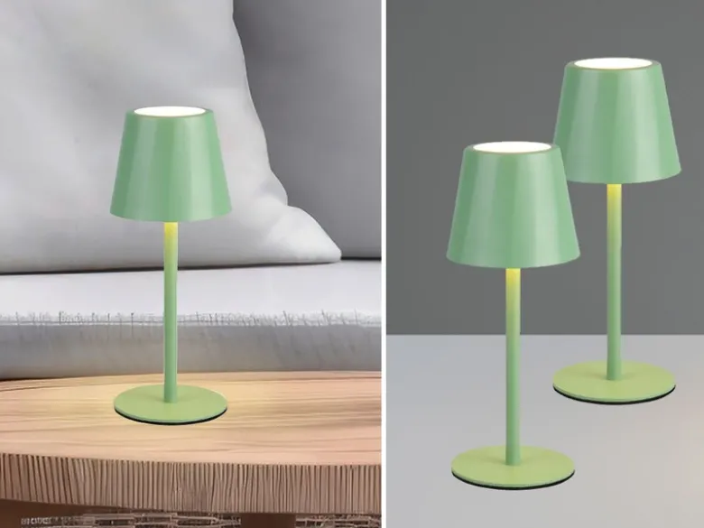 2er SET Akku LED Tischlampen kabellos für Innen & Außen, Grün - 21cm klein