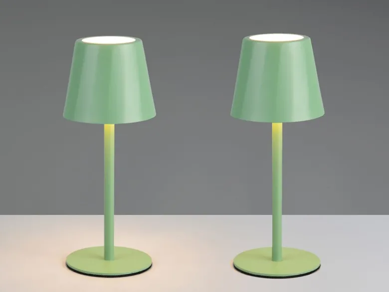 2er SET Akku LED Tischlampen kabellos für Innen & Außen, Grün - 21cm klein