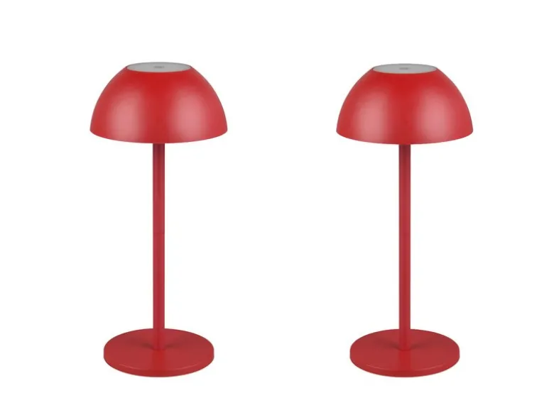 2er SET Akku LED Tischlampen kabellos für Innen & Außen, Rot - 30cm klein