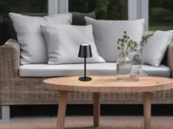 2er SET Akku LED Tischlampen kabellos für Innen & Außen, Schwarz - 21cm klein