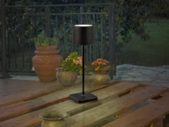 2er SET Akku LED Tischlampen kabellos für Innen & Außen, Schwarz - H: 38cm