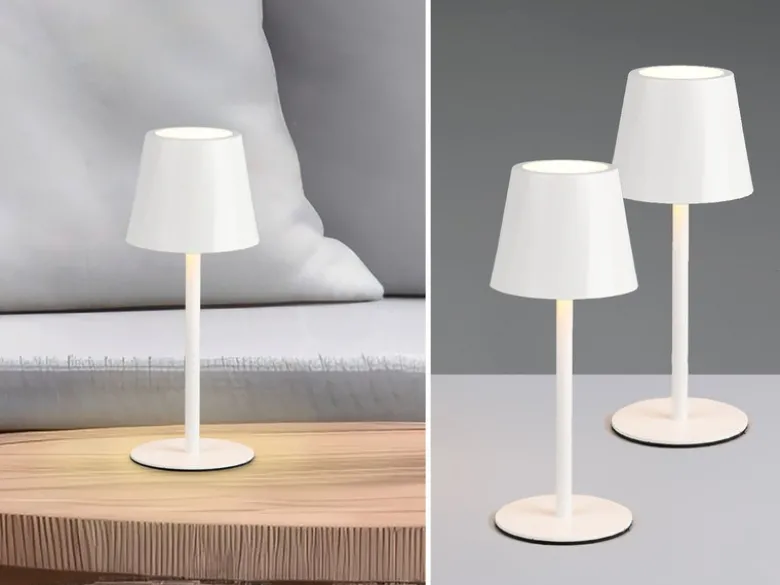 2er SET Akku LED Tischlampen kabellos für Innen & Außen, Weiß - 21cm klein