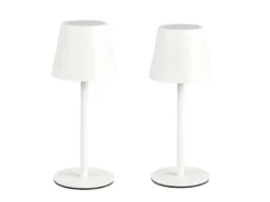 2er SET Akku LED Tischlampen kabellos für Innen & Außen, Weiß - 21cm klein