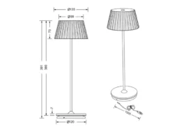 2er SET Akku LED Tischlampen kabellos für Innen & Außen, Schwarz - Höhe 39cm