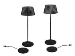 2er SET Akku LED Tischlampen kabellos für Innen & Außen, Schwarz - Höhe 39cm