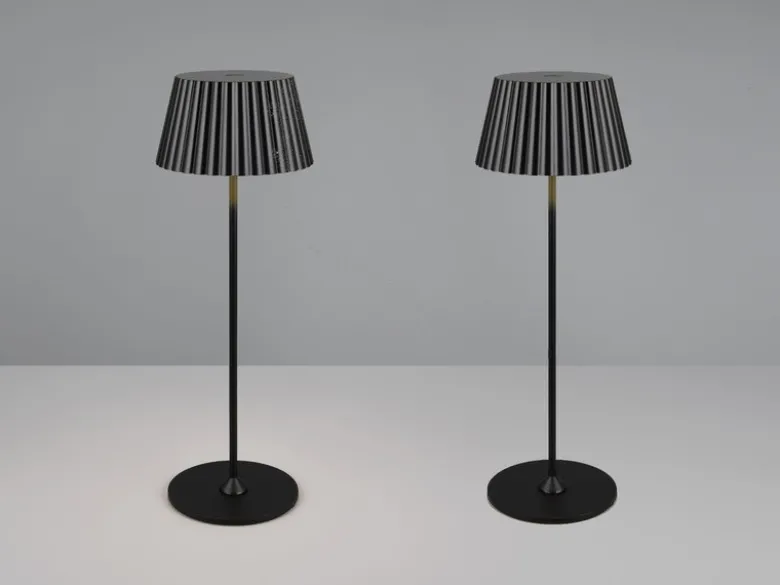 2er SET Akku LED Tischlampen kabellos für Innen & Außen, Schwarz - Höhe 39cm