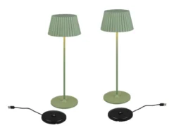 2er SET Akku LED Tischlampen kabellos für Innen & Außen, Grün - Höhe 39cm