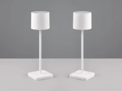 2er SET Akku LED Tischlampen kabellos für Innen & Außen, Weiß - H: 38cm