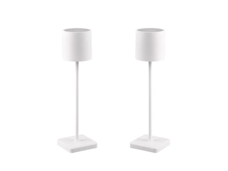 2er SET Akku LED Tischlampen kabellos für Innen & Außen, Weiß - H: 38cm