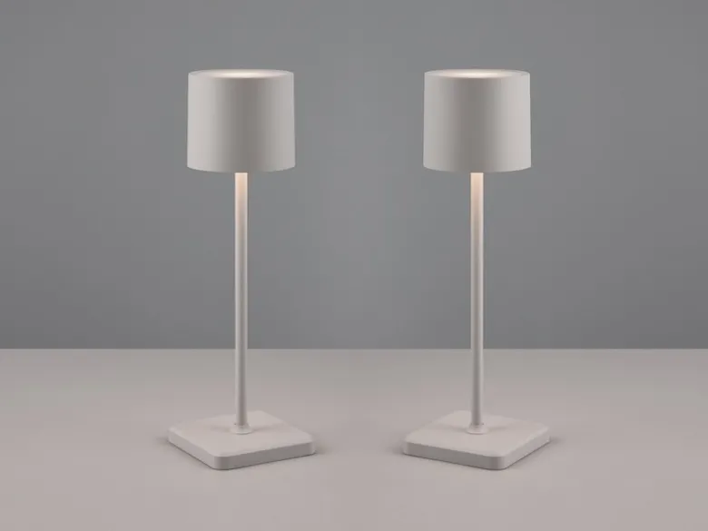 2er SET Akku LED Tischlampen kabellos für Innen & Außen, Grau - H: 38cm