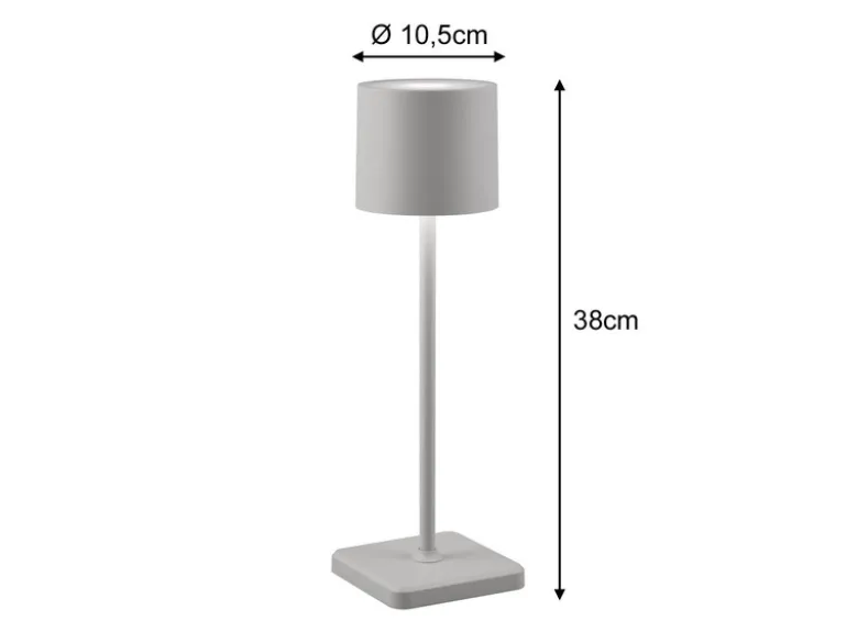 2er SET Akku LED Tischlampen kabellos für Innen & Außen, Grau - H: 38cm
