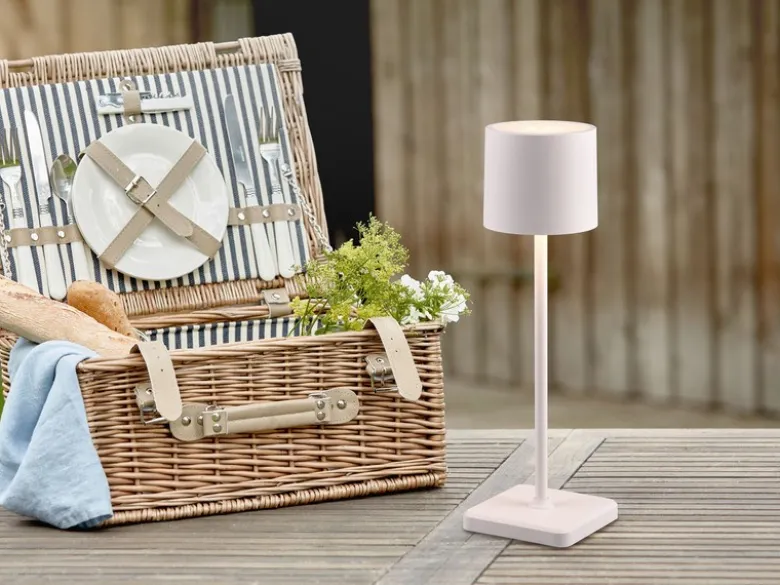 2er SET Akku LED Tischlampen kabellos für Innen & Außen, Grau - H: 38cm