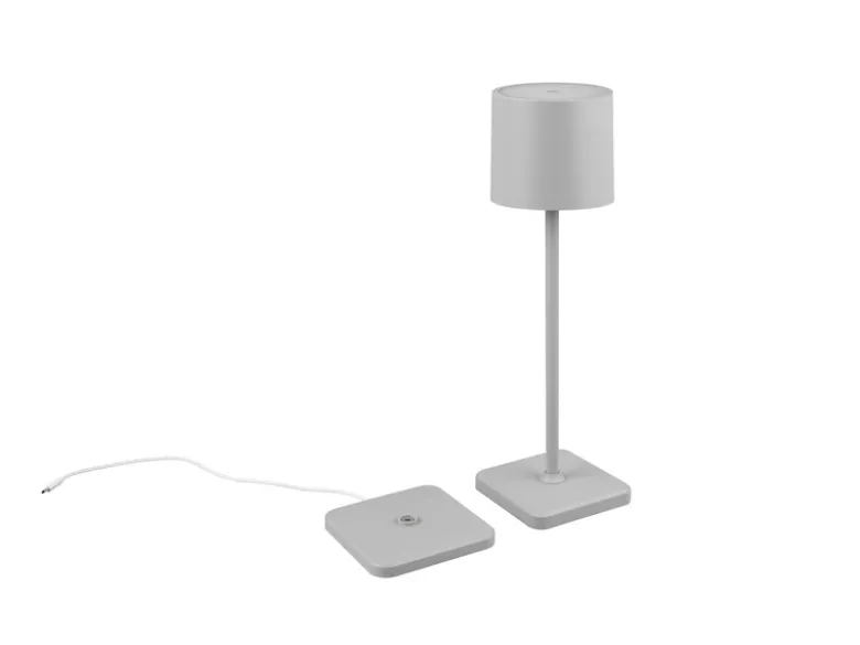 2er SET Akku LED Tischlampen kabellos für Innen & Außen, Grau - H: 38cm