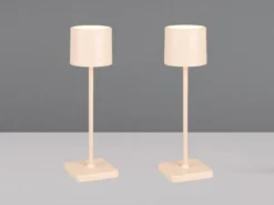 2er SET Akku LED Tischlampen kabellos für Innen & Außen, Beige - H: 38cm
