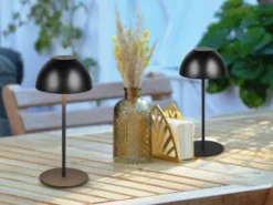2er SET Akku LED Tischleuchten kabellos für Innen & Außen, Schwarz - 20cm klein