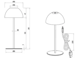 2er SET Akku LED Tischleuchten kabellos für Innen & Außen, Schwarz - 20cm klein