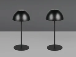 2er SET Akku LED Tischleuchten kabellos für Innen & Außen, Schwarz - 20cm klein