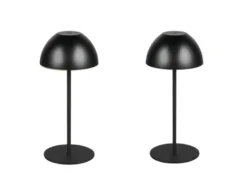 2er SET Akku LED Tischleuchten kabellos für Innen & Außen, Schwarz - 20cm klein