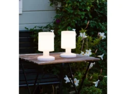 2er SET Akku LED Tischleuchten per USB aufladbar, Weiß Höhe 20cm