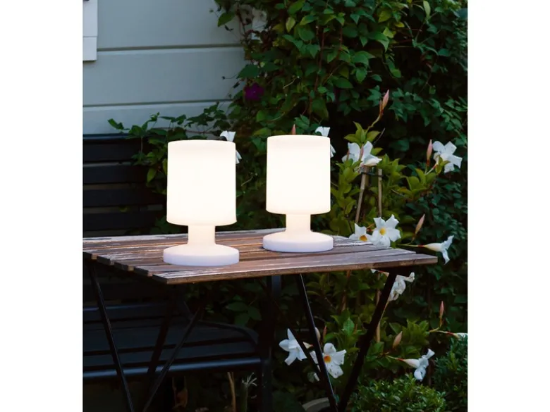 2er SET Akku LED Tischleuchten per USB aufladbar, Weiß Höhe 20cm