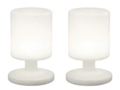 2er SET Akku LED Tischleuchten per USB aufladbar, Weiß Höhe 20cm
