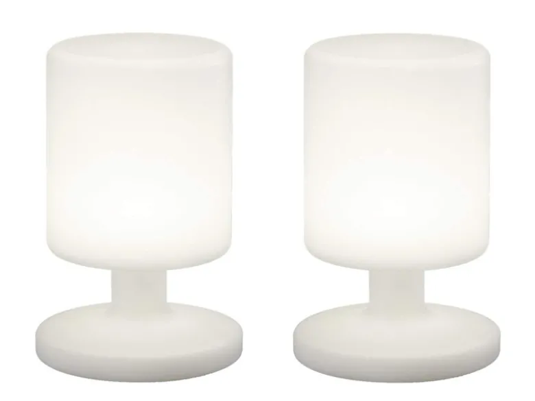 2er SET Akku LED Tischleuchten per USB aufladbar, Weiß Höhe 20cm
