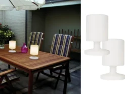 2er SET Akku LED Tischleuchten Outdoor mit RGB Farbwechsler, Höhe 25cm