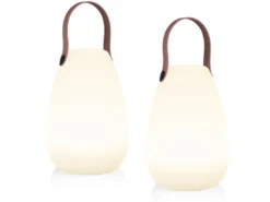 2er SET Akku LED Tischleuchten für außen & innen mit RGB, H: 21cm