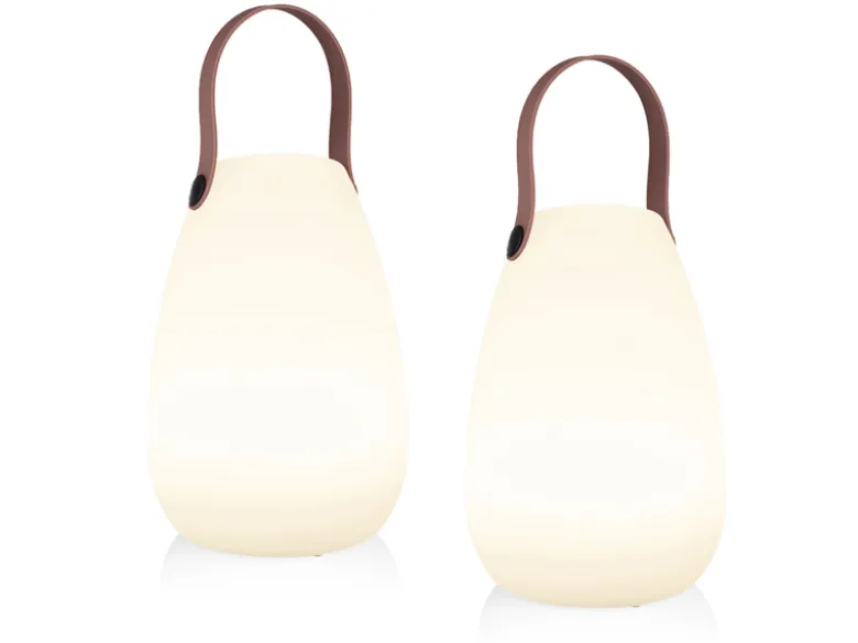 2er SET Akku LED Tischleuchten für außen & innen mit RGB, H: 21cm