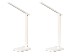 2er SET Akku Schreibtischlampen Weiß ohne Kabel, Höhe 39,5cm
